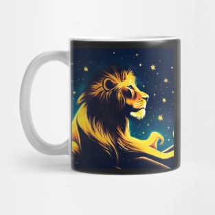 Lion Profile in the Stars Art Mug